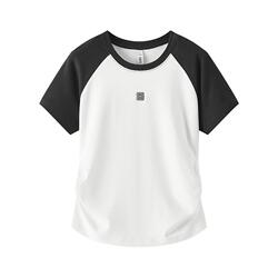 森马凉感插肩袖褶皱短袖T恤女