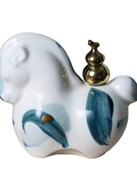 手绘青花瓷马生肖年礼品景德镇