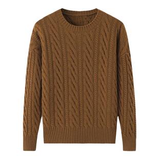 阿绒源100山羊绒女套衫圆领绞花白色插肩袖针织衫休闲贴身穿毛衣