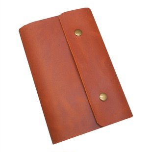 热卖手工头层牛皮活页夹按扣笔记本文具套装旅行手帐可换芯皮面本