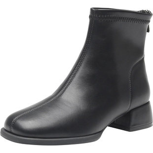 大东时装靴女鞋2025冬季新款通勤百搭中跟今年流行的小个子靴0001