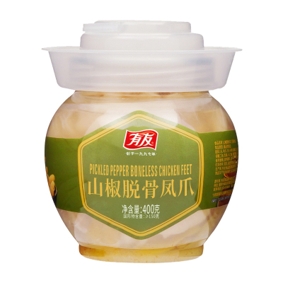 有友脱骨凤爪泡椒无骨鸡爪鸡脚筋休闲解馋零食下酒菜休闲小吃400g