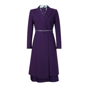 【绵羊毛】娜家商场同款25年冬季新款时尚V领简约气质显瘦连衣裙