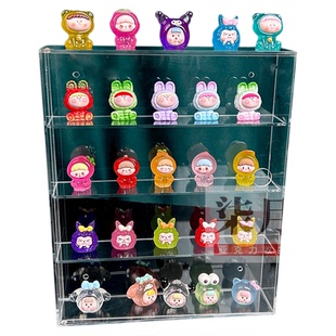 亚克力KT猫萌粒展示盒森贝儿收纳整理盒迷你盲盒小摆件透明手办柜