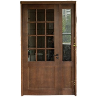 实木门玻璃门子母门平开门定制咖啡店推拉门奶茶烘焙对开门复合门