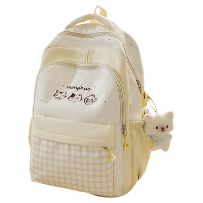 书包女高中生高颜值可爱小猫双肩包大学生可装电脑学院风百搭背包