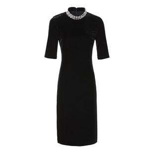 高端丝绒长袖连衣裙秋冬名媛小黑裙打底裙高贵晚宴会年会小礼服裙