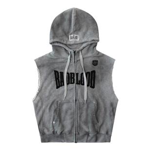 韩国badblood美式扎染运动休闲套装字母连帽马甲阔腿七分裤两件套