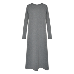 因由 中长款连衣裙女美拉德色系静奢风极简显瘦秋冬内搭打底长裙