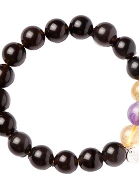 吉庆堂黑曜石紫黄晶手串-女款