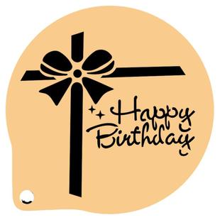 3寸生日快乐印花图案烘焙镂空磨具咖啡拉花蛋糕撒粉喷花模具装饰