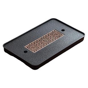 顾竹仿乌金石家用茶盘简约复古沥水茶托盘创意两用茶台干泡台