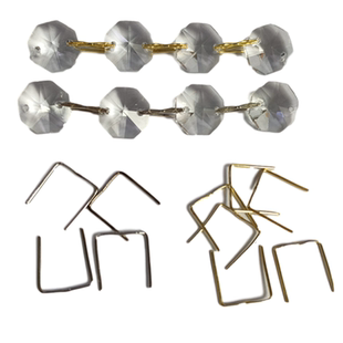 水晶灯灯饰配件米字扣挂针水晶八角珠长条三角条灯具吊坠连接器扣