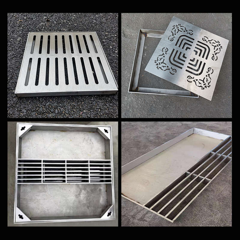 304不锈钢隐形井盖下水道排水沟方形装饰盖板篦子雨污格栅带外框