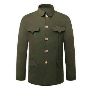 中山装男中老年人爸爸装中山服装秋冬装爷爷老人上衣服中式外套