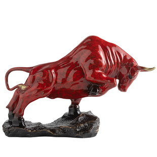 铜牛摆件牛气冲天华尔街股市旺市牛办公室桌面装饰品乔迁开业贺礼