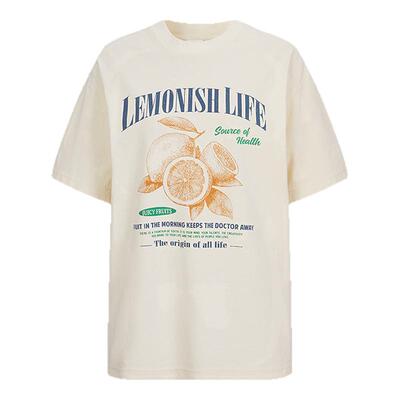 MOUSSY 夏季新品中性风柠檬印花纯棉短袖T恤女028ISZ90-1401