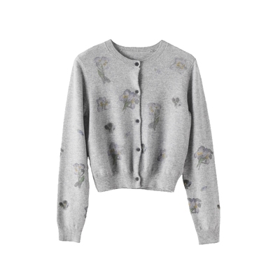 AS春季鸢尾花显瘦保暖开衫毛衣