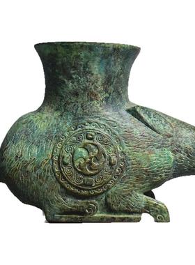 青铜器仿古摆件兔尊觥酒器