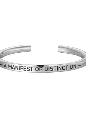 S925素银民族风可调节开口手镯男女款百搭潮流刻字情侣款细银镯子