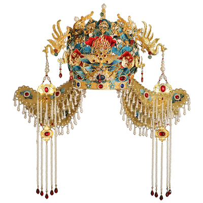 原创手工新娘凤冠尹霞饰品