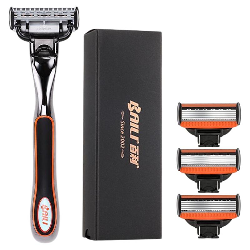 百利剃须刀手动刮胡刀男士五层刀头非吉列君威剃刀泡沫剃须膏套装