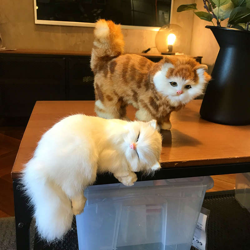 仿真猫咪动物模型家居摆件创意软装装饰静态模型小猫玩偶摄影道具