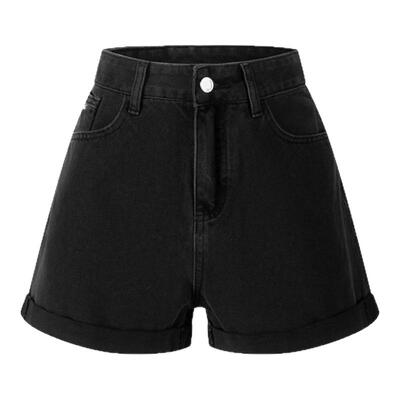 DTLANDO夏季女装简约时尚中高腰卷边款设计师品牌牛仔短裤子