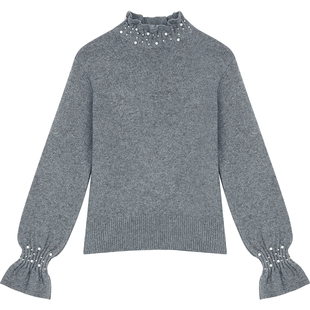 妖精的口袋珍珠高领红色毛衣女2026年冬季新款宽松显瘦甜美上衣