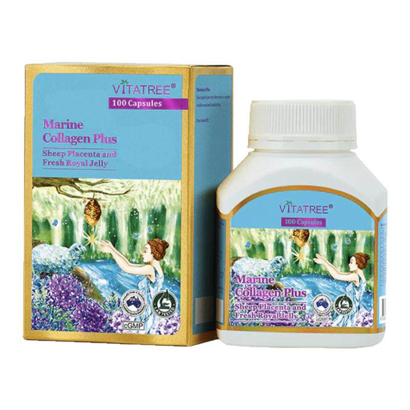 澳洲直邮 VITATREE维他树深海鱼胶原蛋白胶囊+羊肉素蜂皇浆100粒