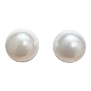 fever同款高亮玻璃珍珠925银针耳钉耳夹女轻奢正圆大复古耳环耳饰