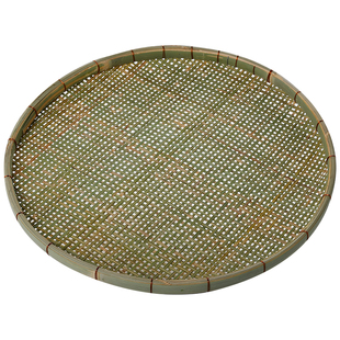 铜丝扎边竹编晾晒竹扁有孔筛子圆形竹簸箕家用编织手工竹制品竹筛