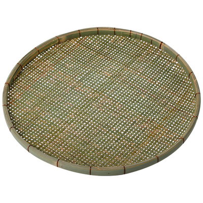 铜丝扎边竹编晾晒竹扁有孔筛子
