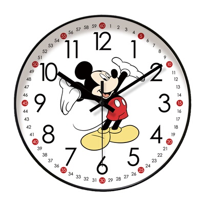 米奇卡通早教客厅挂钟静音扫秒