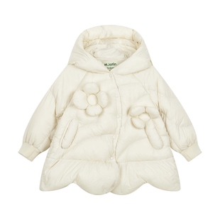 马拉丁童装儿童羽绒服冬新款女小童云朵装饰泡芙感中长羽绒服