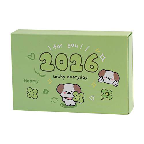 治愈系幸运四叶草盆栽台历多功能2026年原创设计打工人桌面小摆件学生解压台式日历跨年历娱乐解压小清新摆件