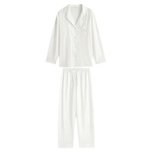 AMYDIMO/睡衣女2023年新款秋季透气舒适冰丝绸缎可外穿家居服套装