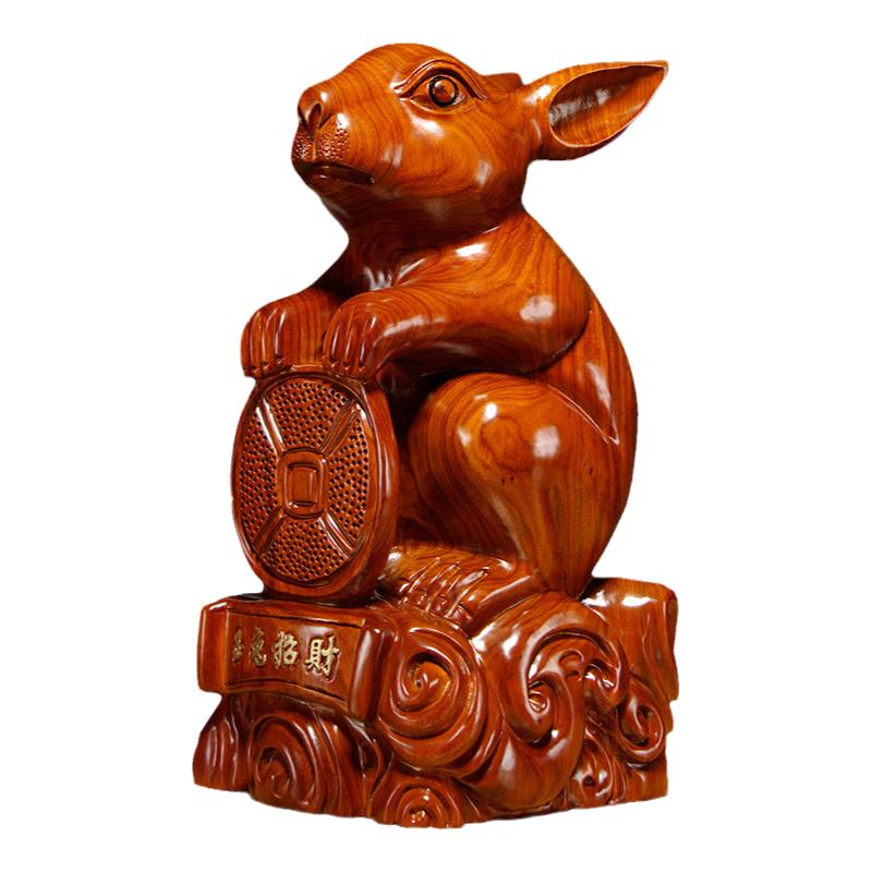 吉祥物花梨祝福客厅实木质工艺品
