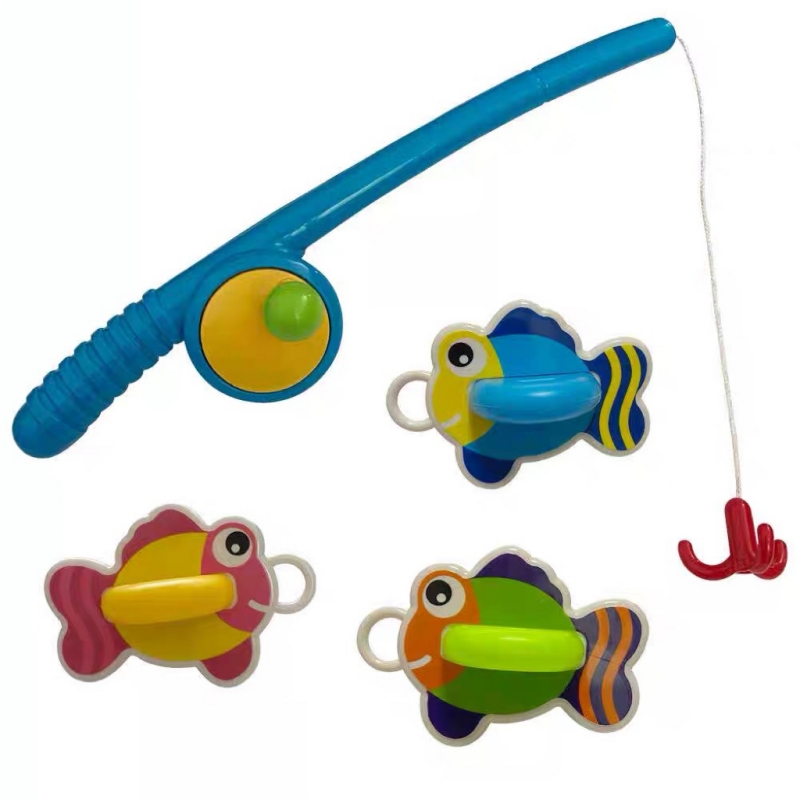 网红儿童钓鱼玩具可伸缩鱼杆芭比粉色10厘米双面大鱼洗澡玩具