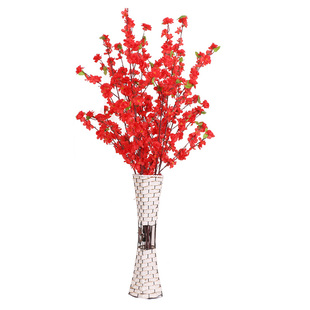 仿真桃花枝客厅假腊梅花单支塑料花干花摆件室内装饰树落地樱花枝