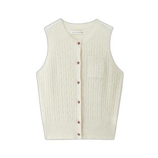 设计师款佐丹奴针织背心女单口袋针织马甲圆领无袖上衣女18355919