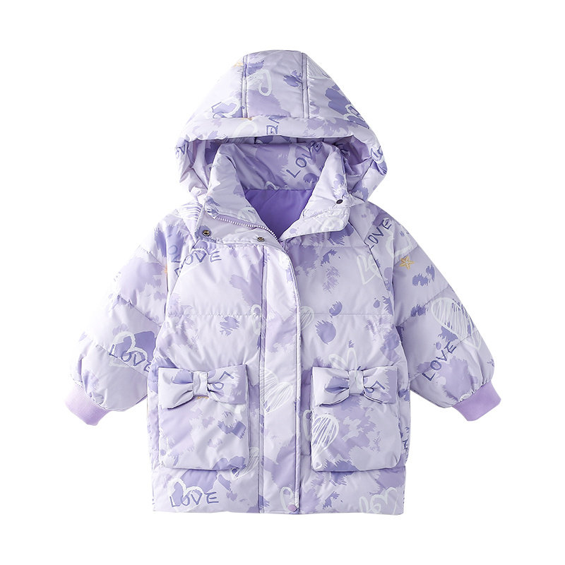 巴拉水手新款儿童羽绒服女童上衣外套冬季加厚羽绒服洋气休闲连帽