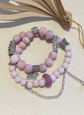 新疆包邮陶瓷手链陶瓷珠钧瓷双层手链陶瓷手链手串厂家货源合金新