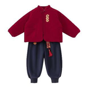 周岁男宝礼服儿童汉服宝宝拜年服新中式套装秋冬唐装过年衣服冬装