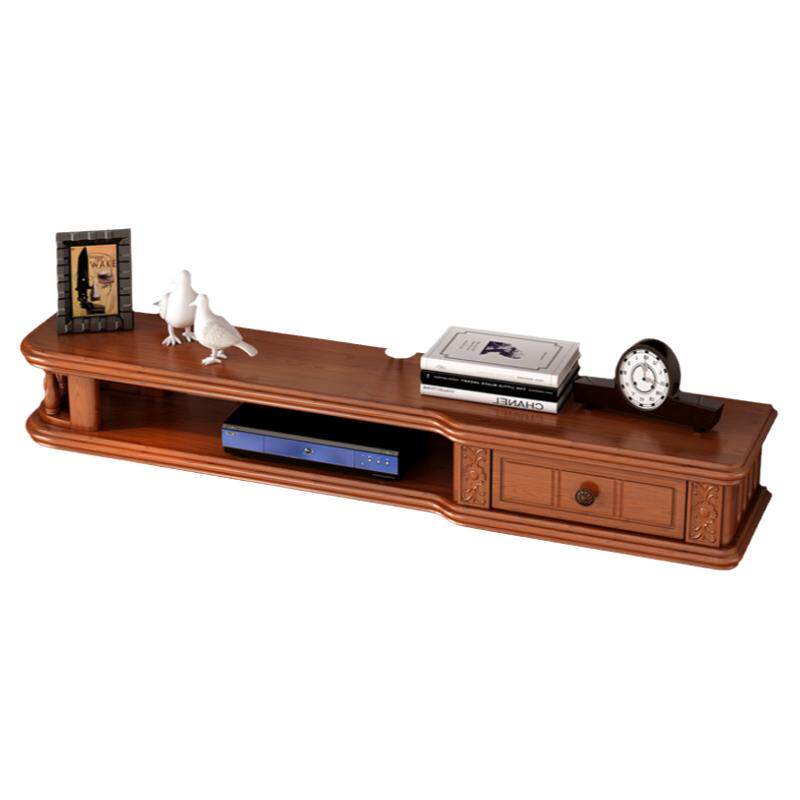 创意实木小户型悬挂机顶盒置物架美式墙上壁挂电视柜卧室路由器架