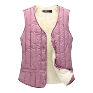 新款保暖羊羔绒加厚加绒马甲女冬季短款羽绒棉外穿背心女打底马夹