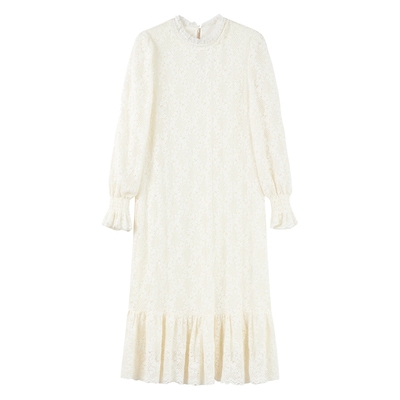 秋水伊人优雅风蕾丝立领连衣裙