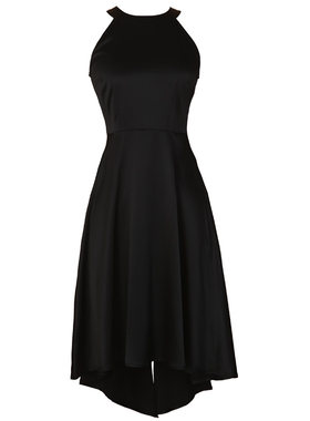 重磅蚕丝前长后短燕尾无袖连衣裙