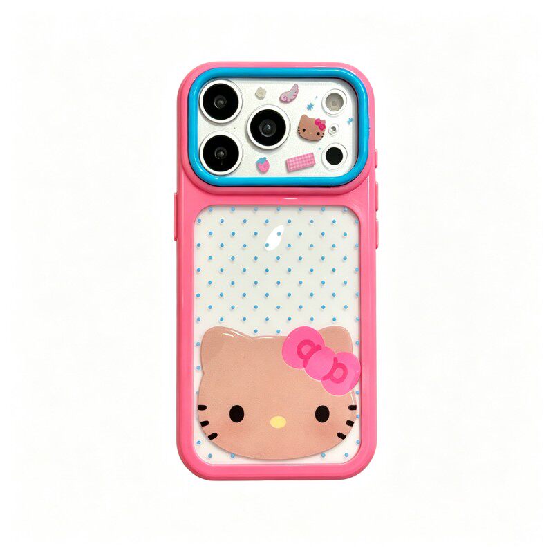 多巴胺撞色波点猫iPhone手机壳
