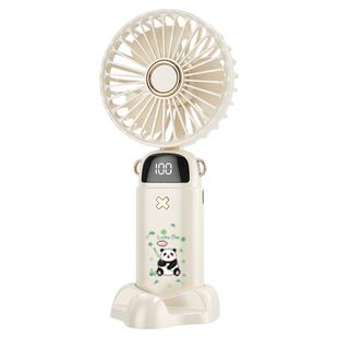 小风扇便携式充电小型折叠随身电风扇挂脖熊猫手持静音办公室桌上面迷你usb学生手拿降温神器吹辅食花花卡通
